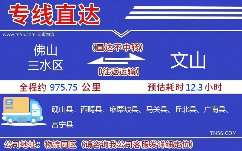 佛山三水區到文山物流公司