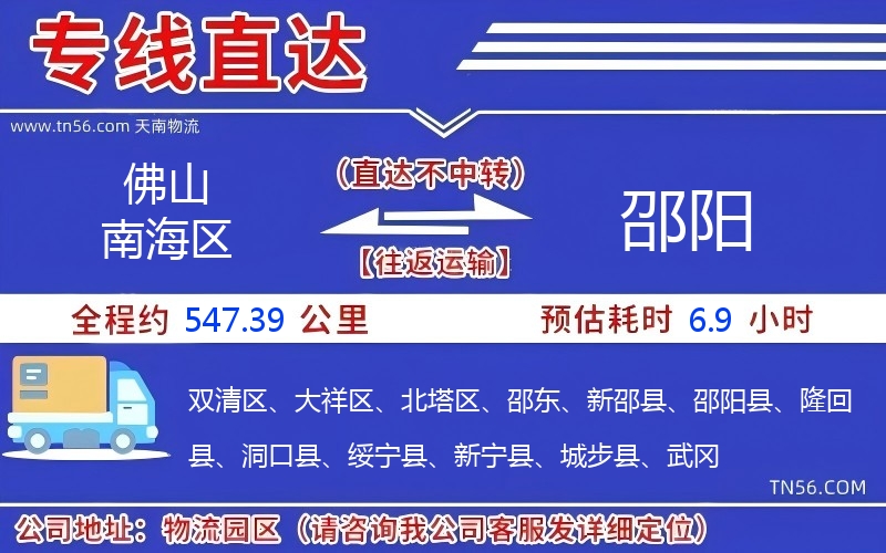 佛山南海區到邵陽物流公司