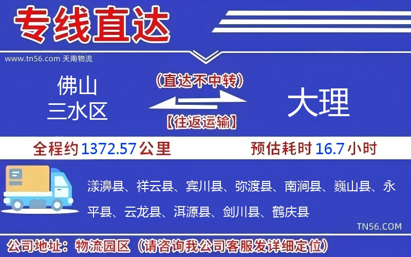 佛山三水區(qū)到大理物流公司 佛山三水區(qū)到大理物流公司