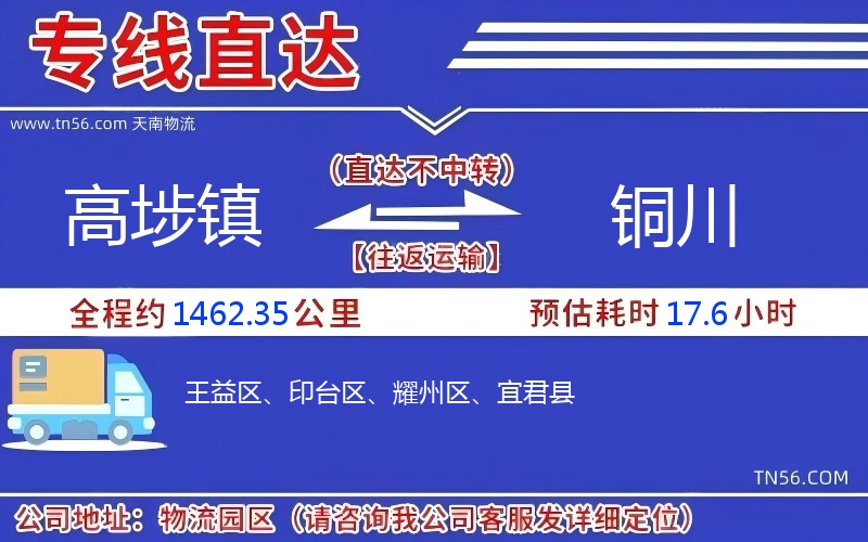 高埗鎮到銅川物流公司