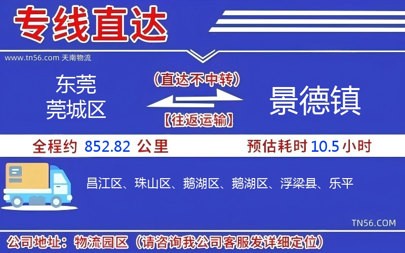 東莞莞城區到景德鎮物流公司